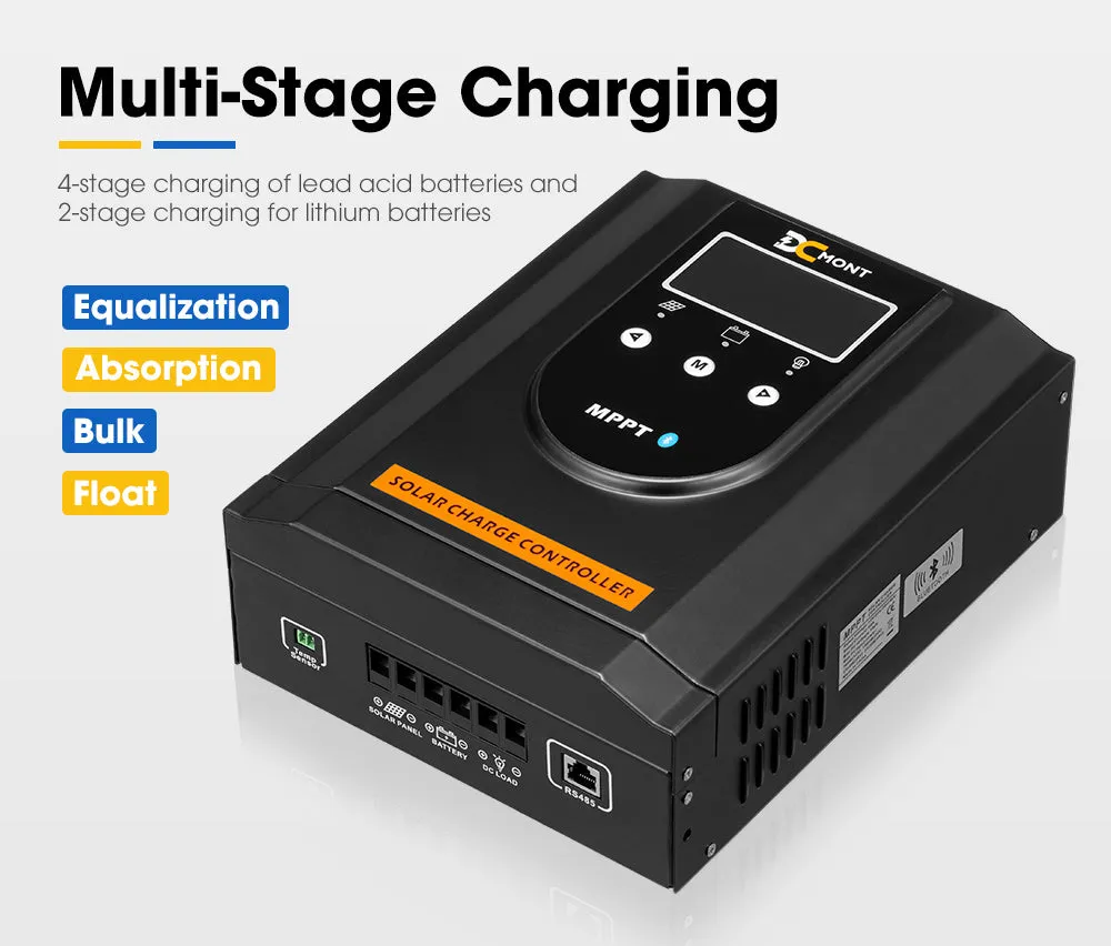 60A MPPT Bluetooth Solar Charge Controller LiFePO4 Battery Compatible