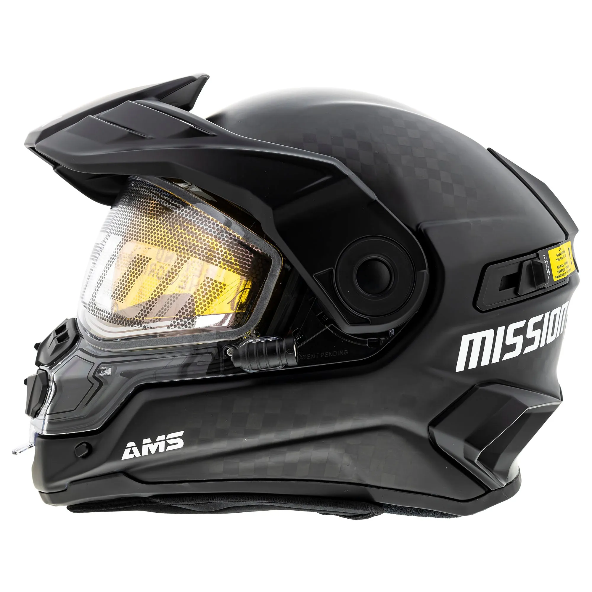 CKX Mission Carbon Fiber Electric Shield Snowmobile Helmet Black