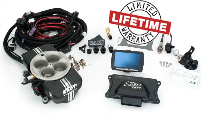 EZ-EFI 2.0® Fuel Injection System Self Tuning Engine Control System Black Anodized Throttle Body, 4-barrel Square Bore Flange, Kit