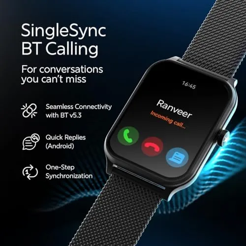 Fastrack New Limitless Classic|Large 1.91" Super UltraVU Display|Functional Crown|Highest 320x385 Pixel Resolution|SingleSync BT Calling|100  Sports Modes|Metal Case Premium Smartwatch - Rose Gold
