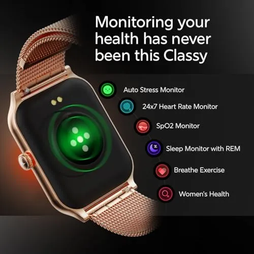 Fastrack New Limitless Classic|Large 1.91" Super UltraVU Display|Functional Crown|Highest 320x385 Pixel Resolution|SingleSync BT Calling|100  Sports Modes|Metal Case Premium Smartwatch - Rose Gold