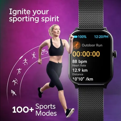 Fastrack New Limitless Classic|Large 1.91" Super UltraVU Display|Functional Crown|Highest 320x385 Pixel Resolution|SingleSync BT Calling|100  Sports Modes|Metal Case Premium Smartwatch - Rose Gold
