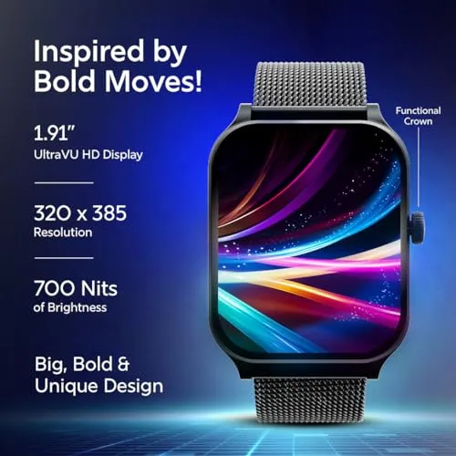 Fastrack New Limitless Classic|Large 1.91" Super UltraVU Display|Functional Crown|Highest 320x385 Pixel Resolution|SingleSync BT Calling|100  Sports Modes|Metal Case Premium Smartwatch - Rose Gold