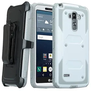 LG K8 | Phoenix 2 | Escape 3 Case, Triple Protection 3-1 w/ Built in Screen Protector Heavy Duty Holster Shell Combo Case for LG K8 | LG Phoenix 2 | LG Escape 3 - White