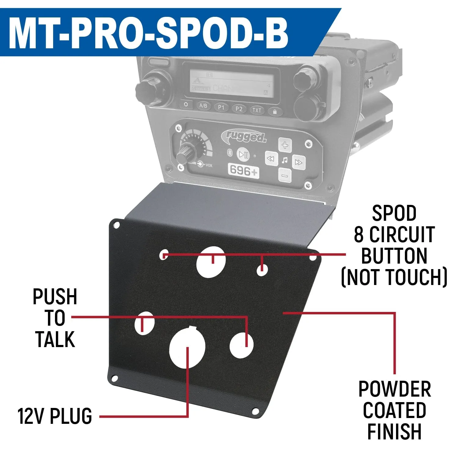 Lower Accessory Panel for Polaris Polaris RZR PRO XP, RZR Turbo R, and RZR PRO R Dash Mount Radio and Intercom