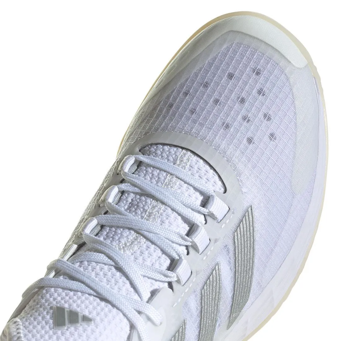 Women's adizero Ubersonic 4.1 Tennis Shoes White and Silver Metallic
