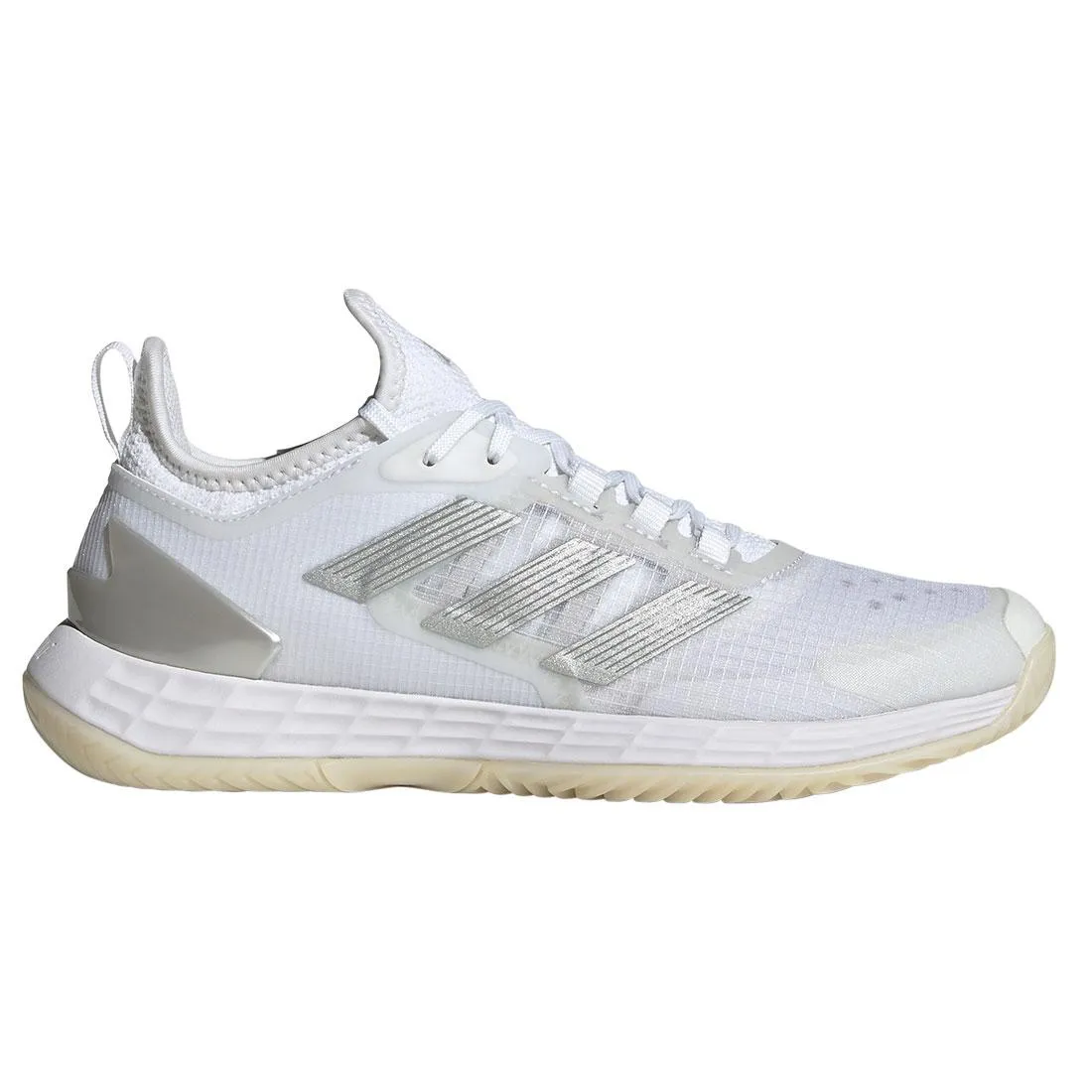 Women's adizero Ubersonic 4.1 Tennis Shoes White and Silver Metallic